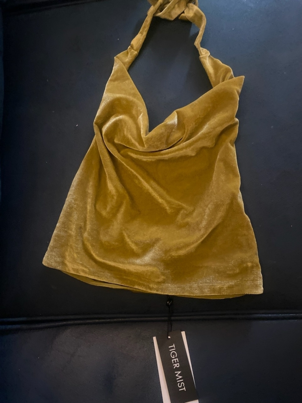 Tiger Mist mustard velvet draped shoulder bag
